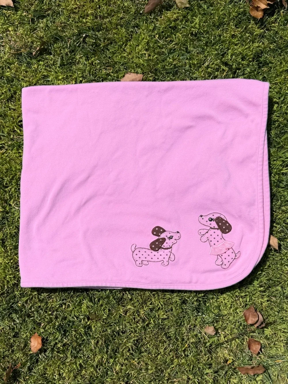 Gymboree Ballet Puppies Double Sided Pink Baby Blanket Pink Polkadots 2012 READ